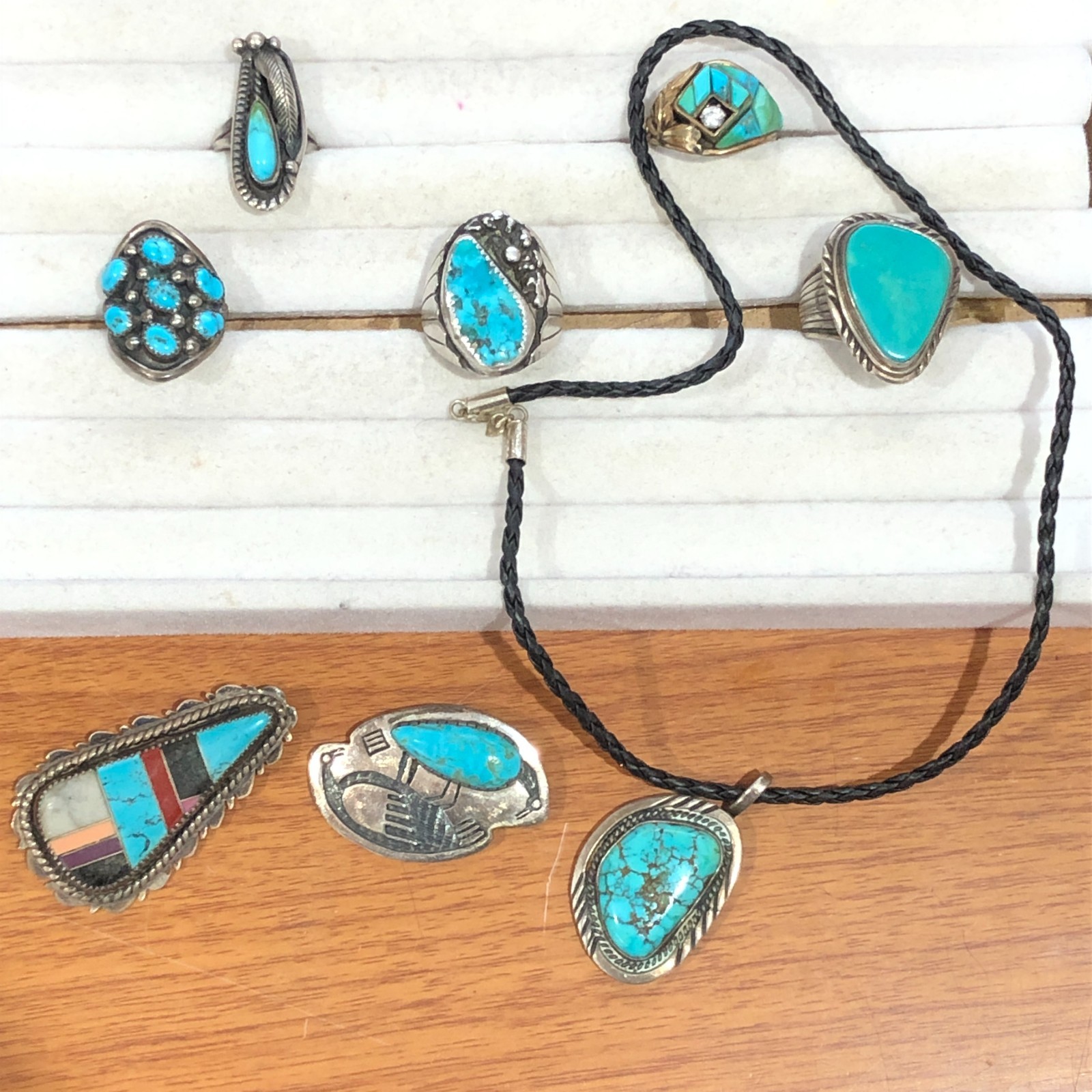 BRANDED Navajo Zuni Southwest Native American EH Sterling Turquoise Ring LOT