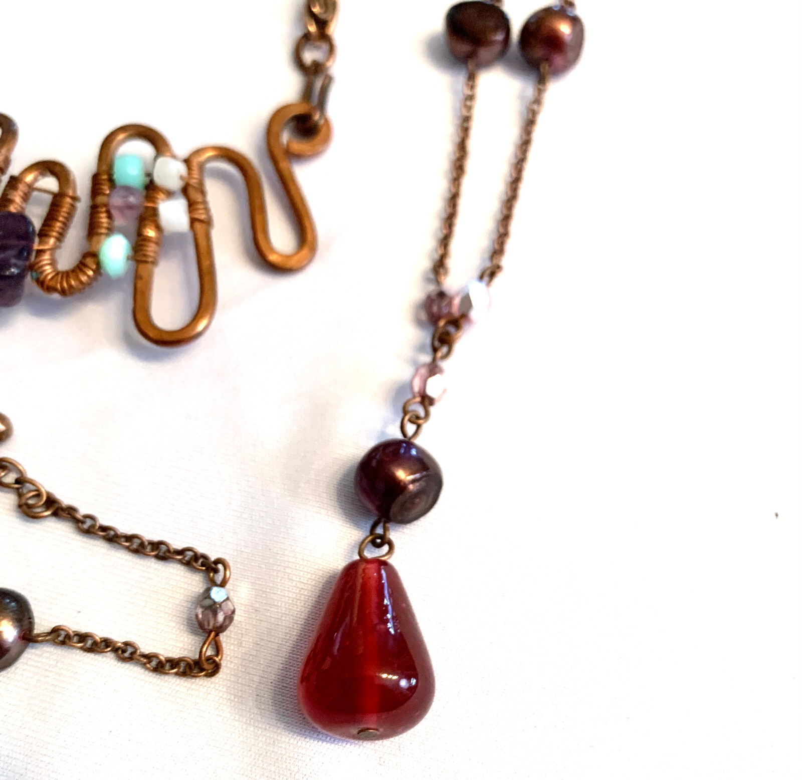 Lot 3 Copper Signed Premier Designs Etc. Matching Necklace + Bracelet Etc.