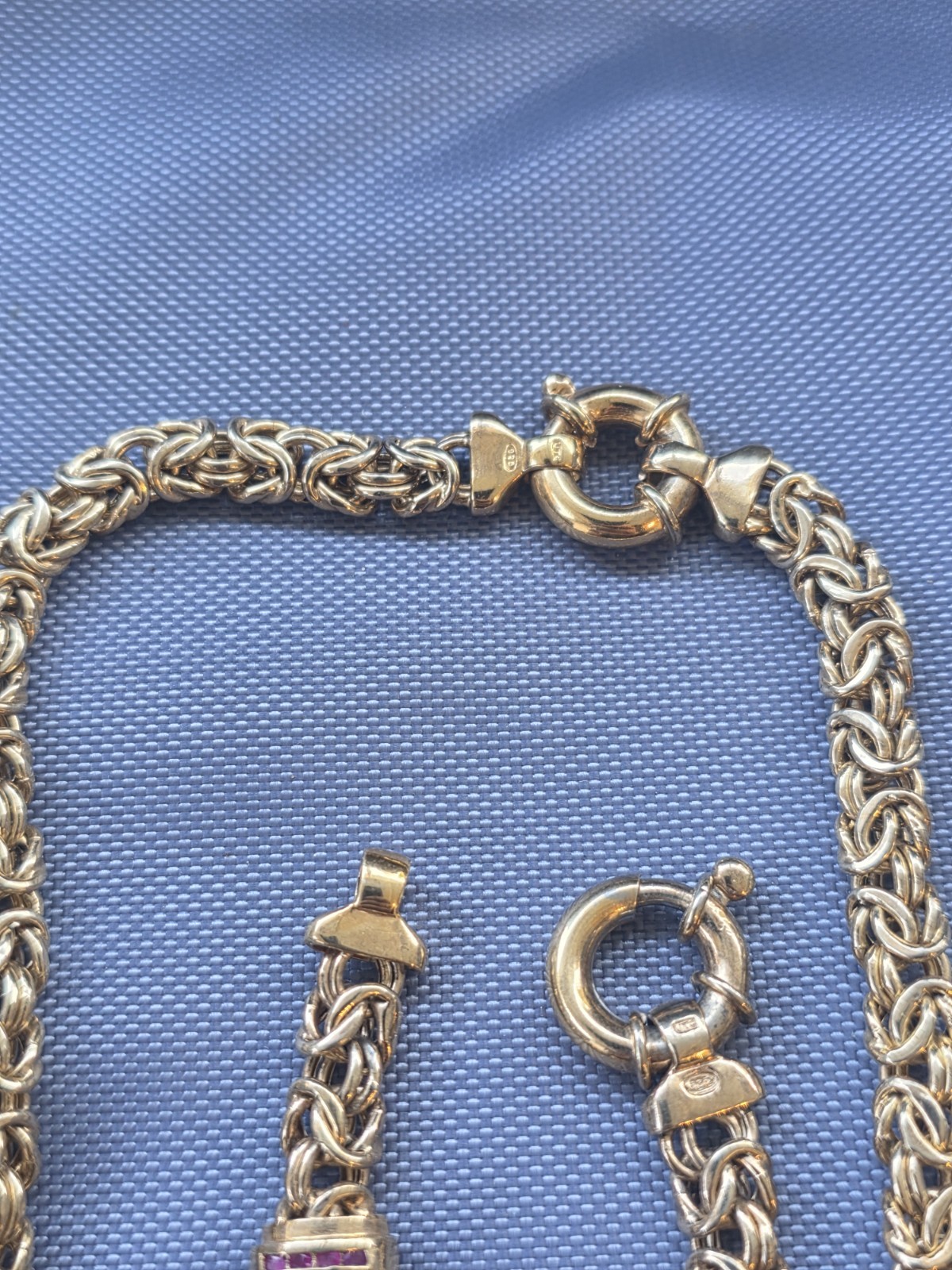 Vintage Byzantine Goldtone Silver Plated Necklace & Bracelet Set 42 Grams #7