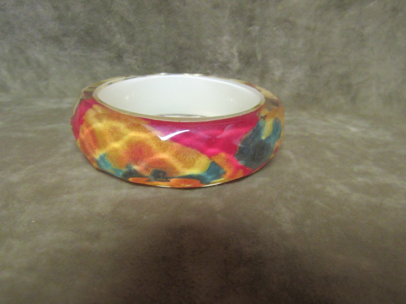 1990’s Colorful Faceted Transparent Plastic Surface Larger Bangle bracelet