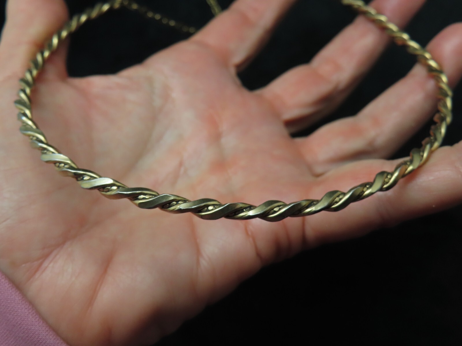 Vintage 1950’s Twist Gold Tone Wire Necklace w/Ajustable Chain