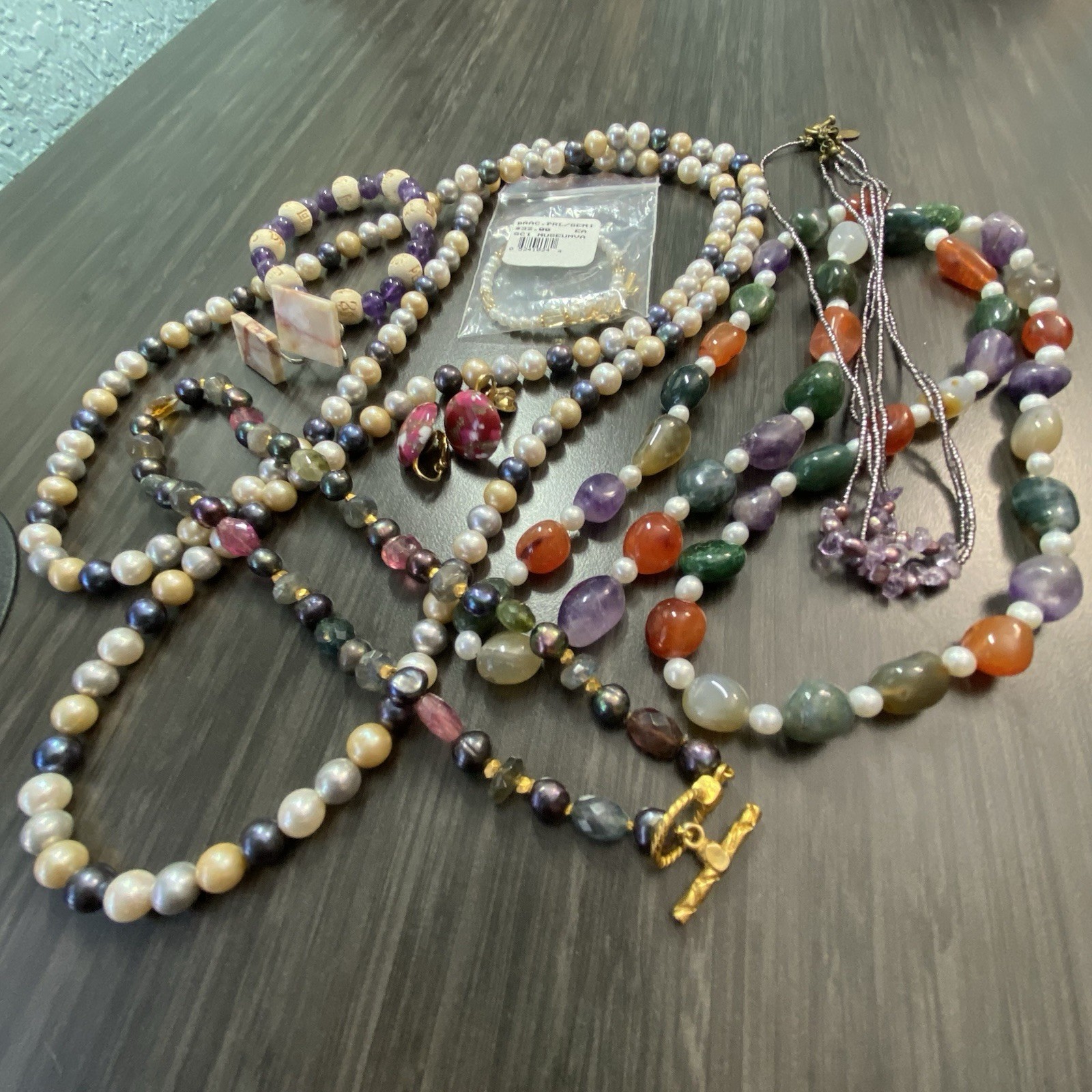 Gemstone Necklace & Bracelet Lot – Semi Precious Gem Jewelry – Amethyst & More