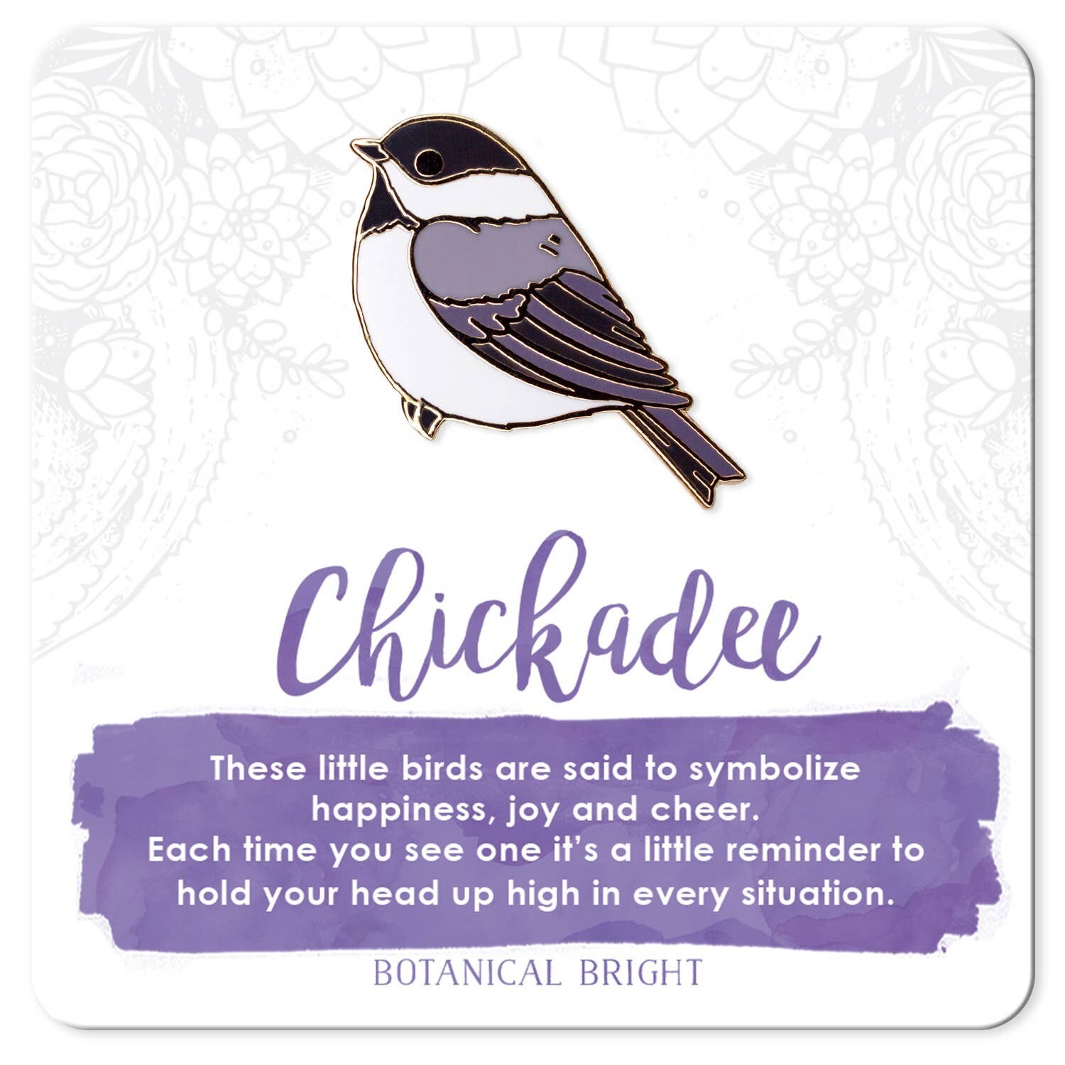 Chickadee Bird Enamel Pin – Gold Plated Nature Jewelry – Wildlife Brooch