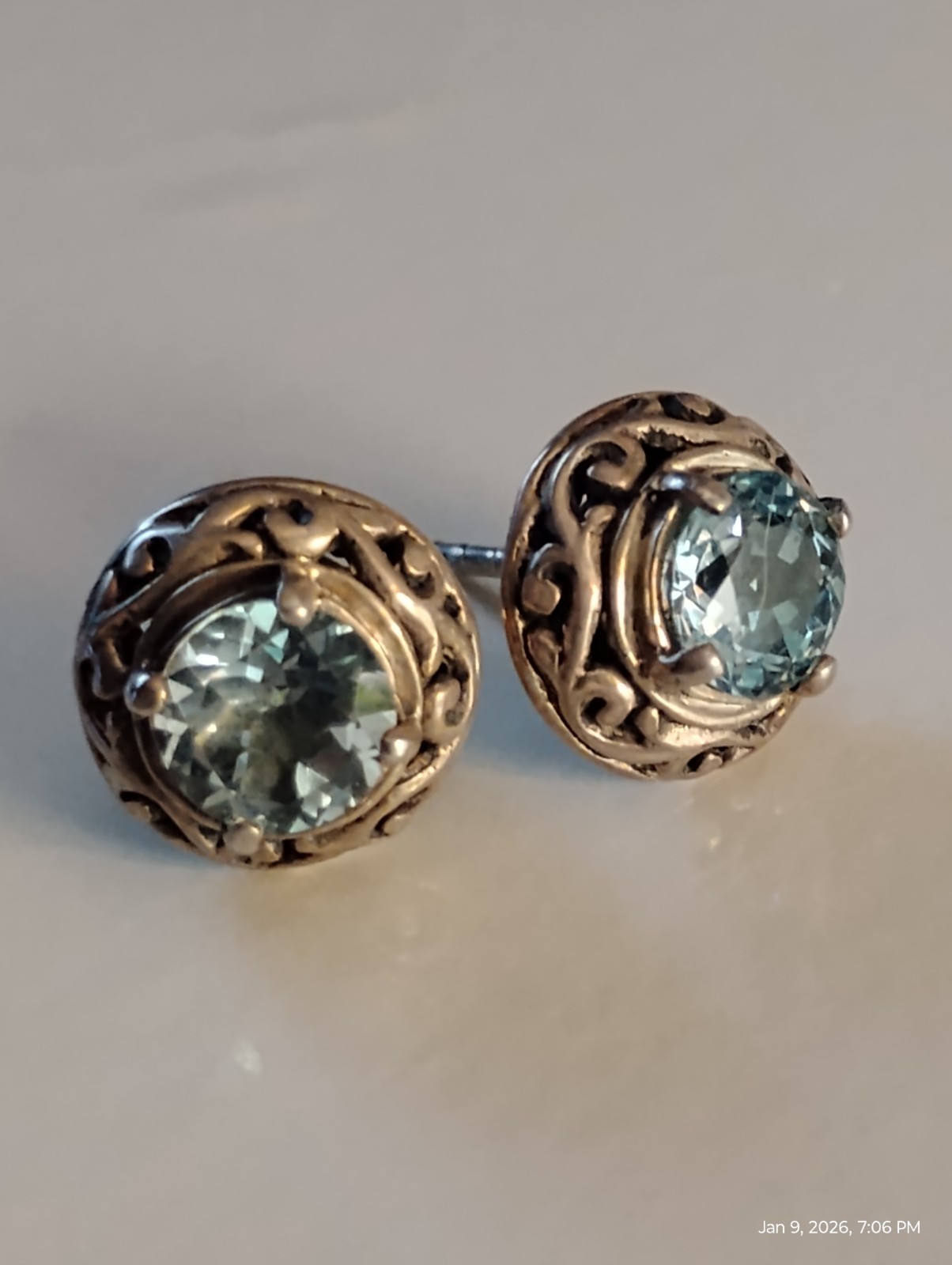 Robert Manse 925 Sterling Silver Vintage Earrings Oval Blue Topaz