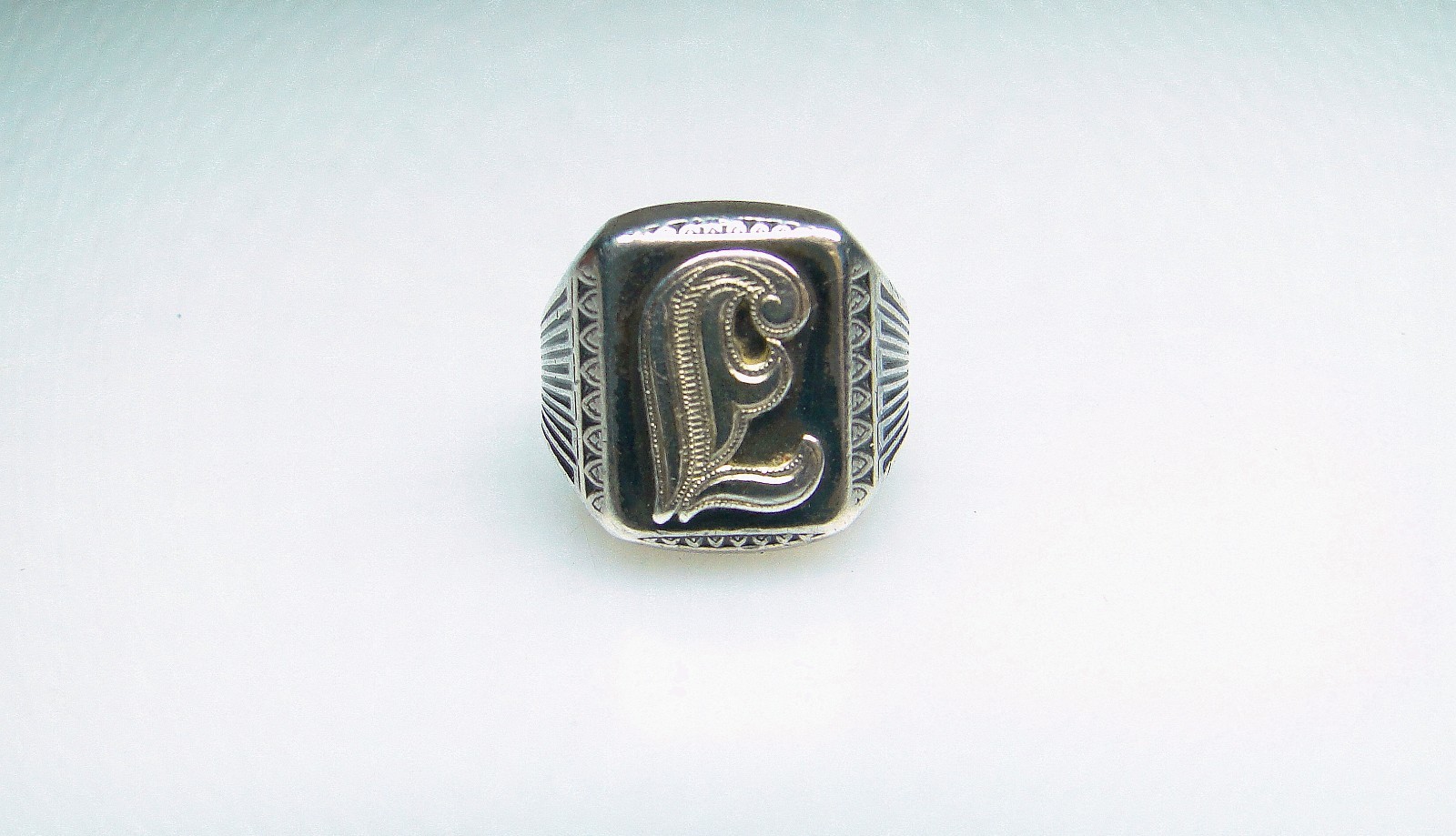 Vintage Sterling Art Deco Signet Initial Ring Size 5 Pinky Ring