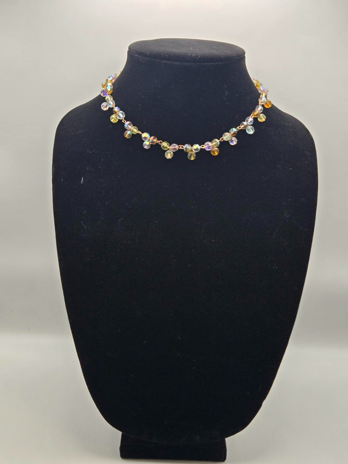 Vtg Yellow Aurora Borealis Crystal Choker