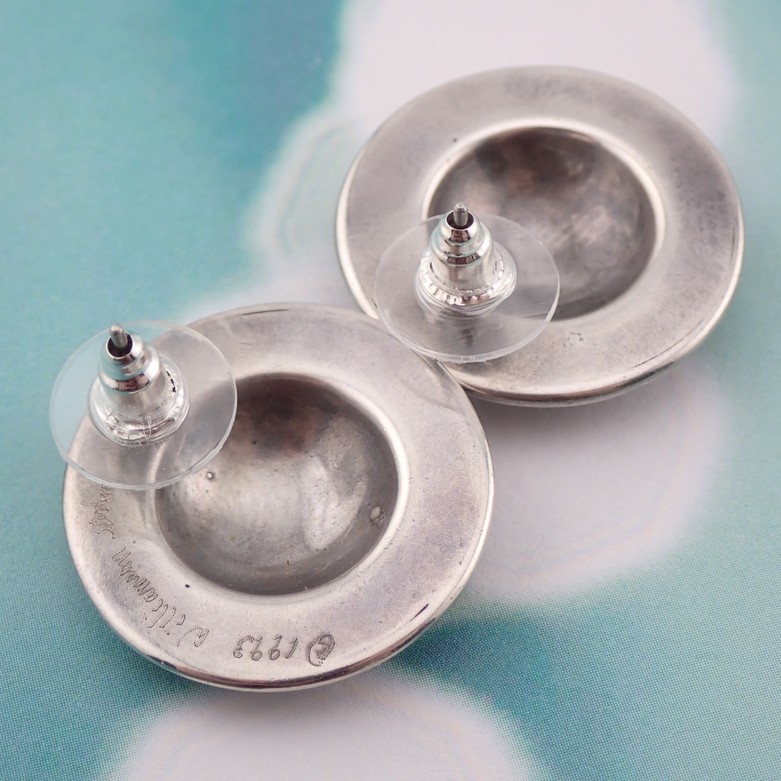 Vintage 1993 Roberta Williamson Sterling Silver Dome Pierced Earrings 10.9 grams