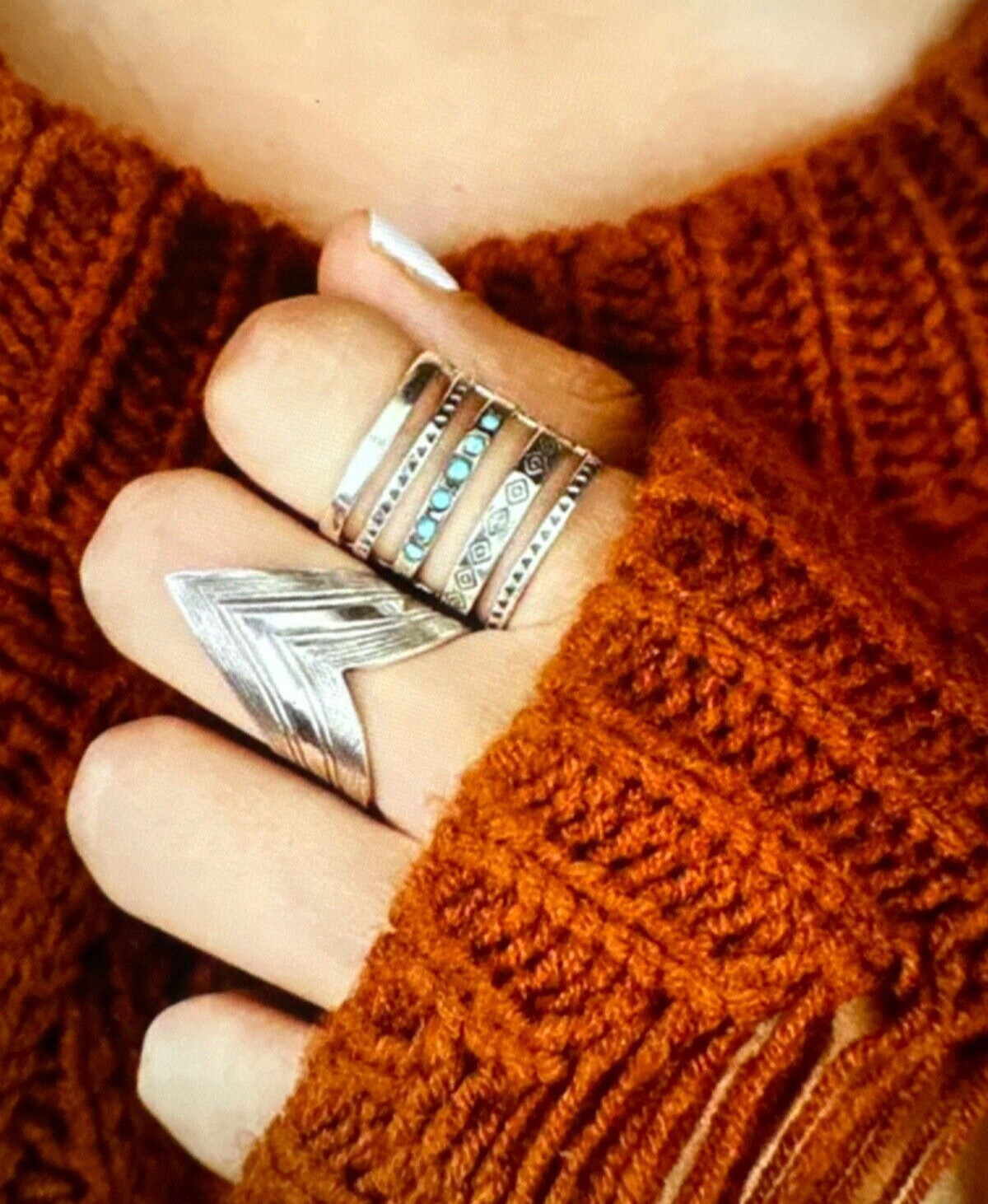 925 Silver Plated Zinc Alloy Material Wide Vintage Size 8 Ring