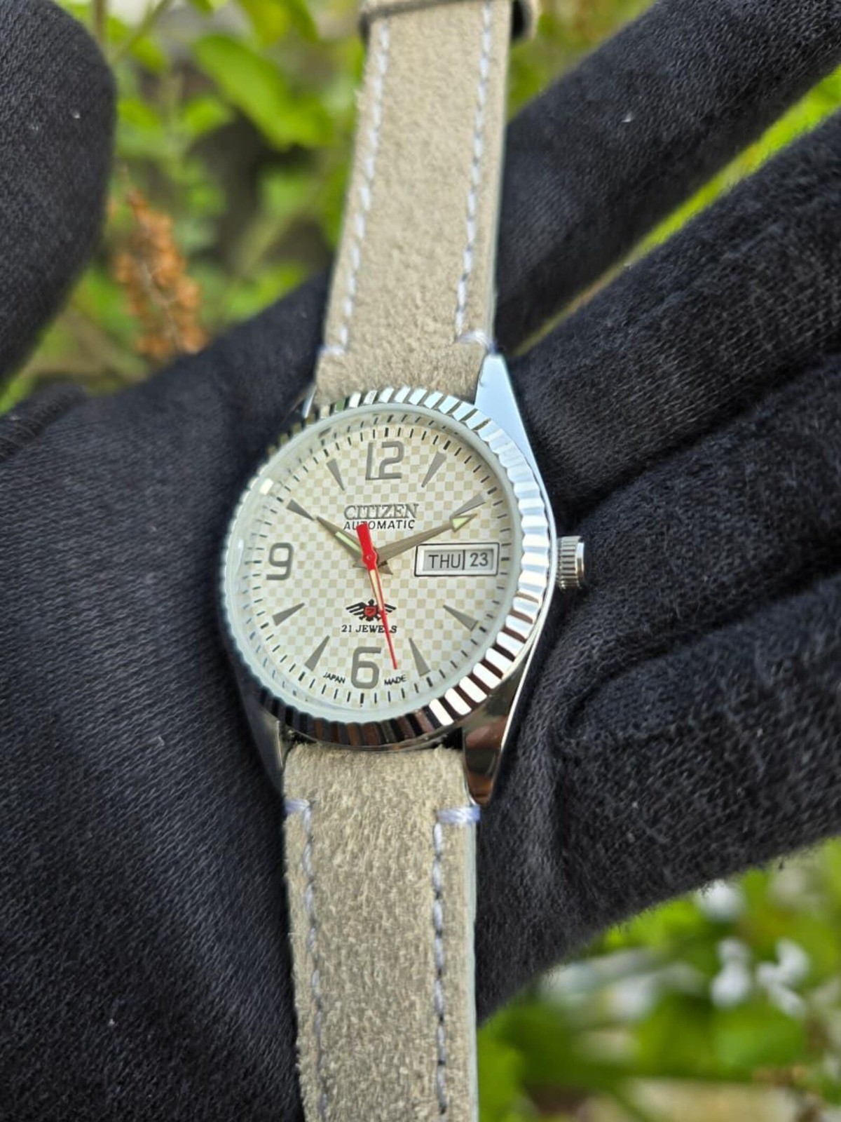 Vintage Citizen Automatic Transparent Back Men Day date Refurbished wrist watch*
