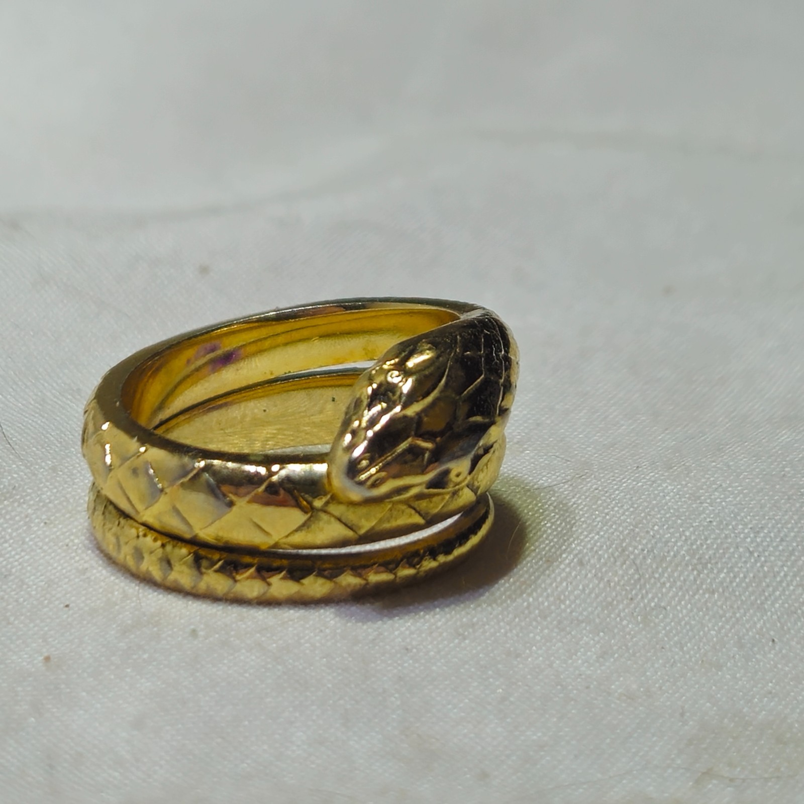 Antique Vintage Gold Tone Fancy Coiled Snake Ring From Estate Size 6.25