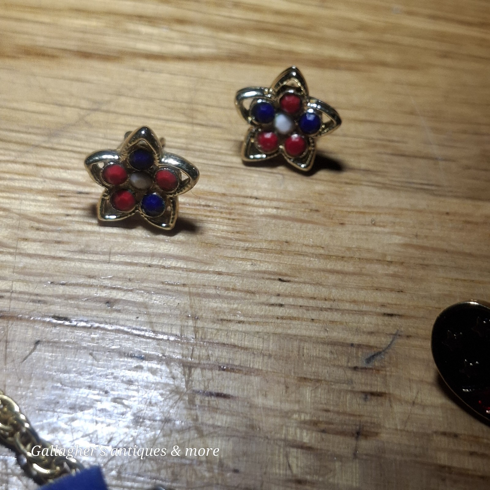 Vintage RED WHITE BLUE American Flag Jewelry Lot Patriotic USA 4th Of July 140