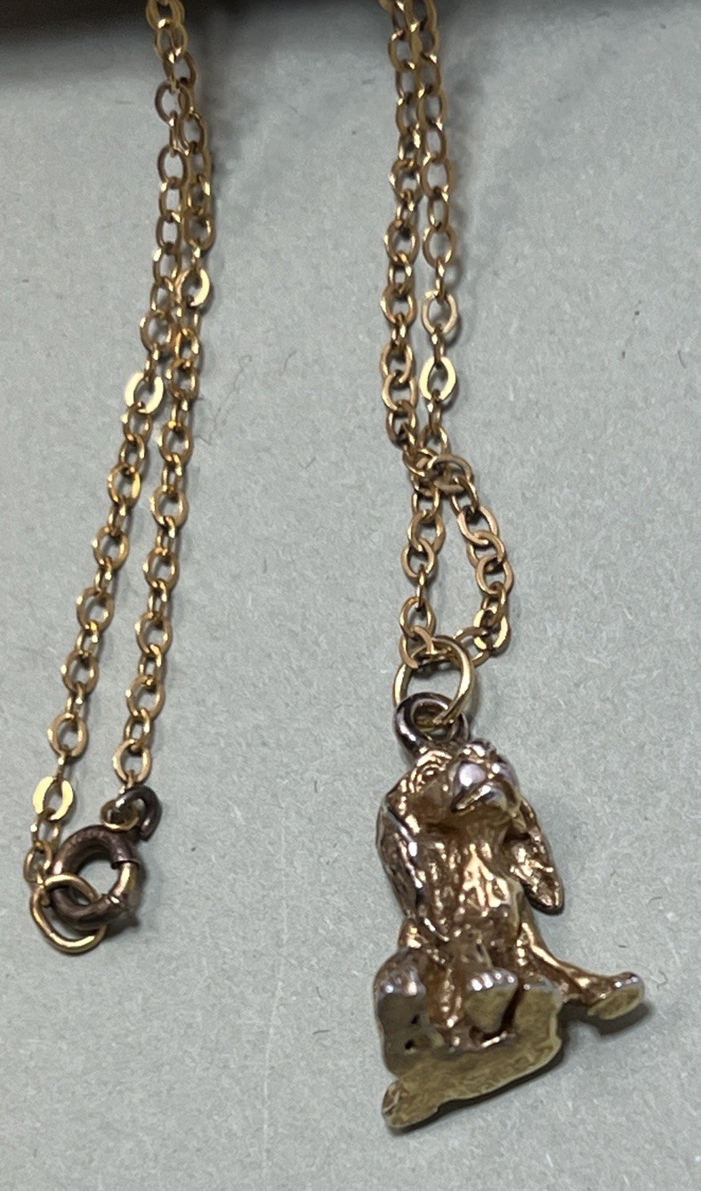 Vintage Cocker Spaniel Dog Pendant Necklace 1/20 Gold Filled 18”Gold Tone .5”