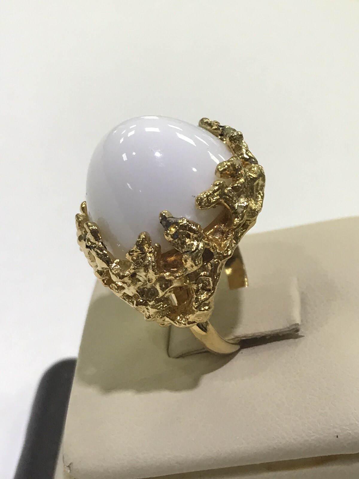 Napier Gold Tone with Large White Dome Stone Adjustable Ring