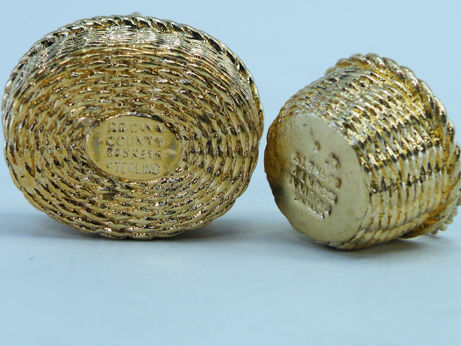 2 Minatare Sterling Silver Brown County Baskets PENDANT Charm Gold Over Vermeil