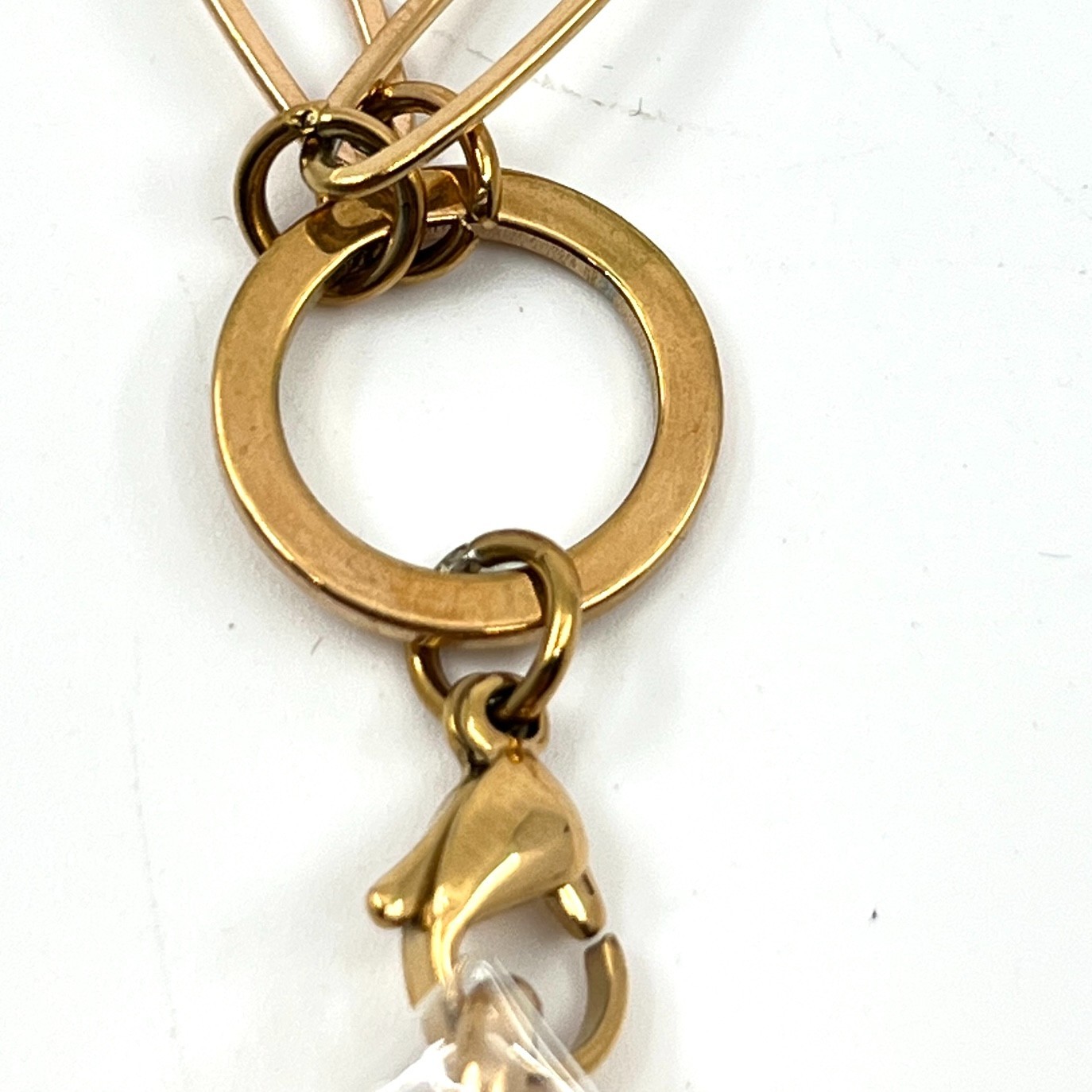 VTG Gold Tone Teardrop Floating Locket Necklace Crystal Accent Paperclip Chain