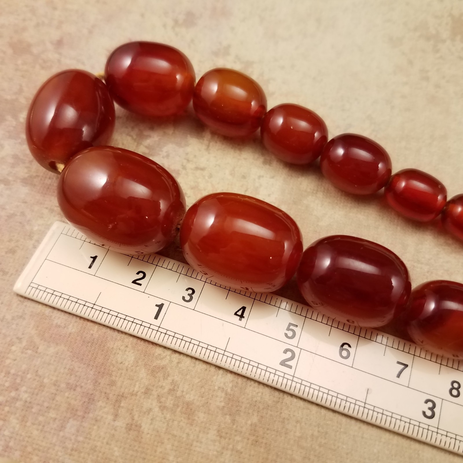 Vintage Lucite Faux Amber Bead Necklace No Metal Collectible Jewelry