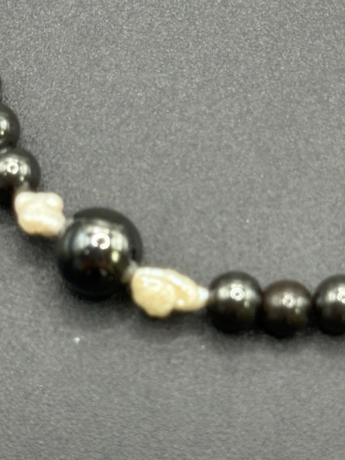 7.5″ Vintage Sterling Silver Hematite Pearl Bracelet 925 B5