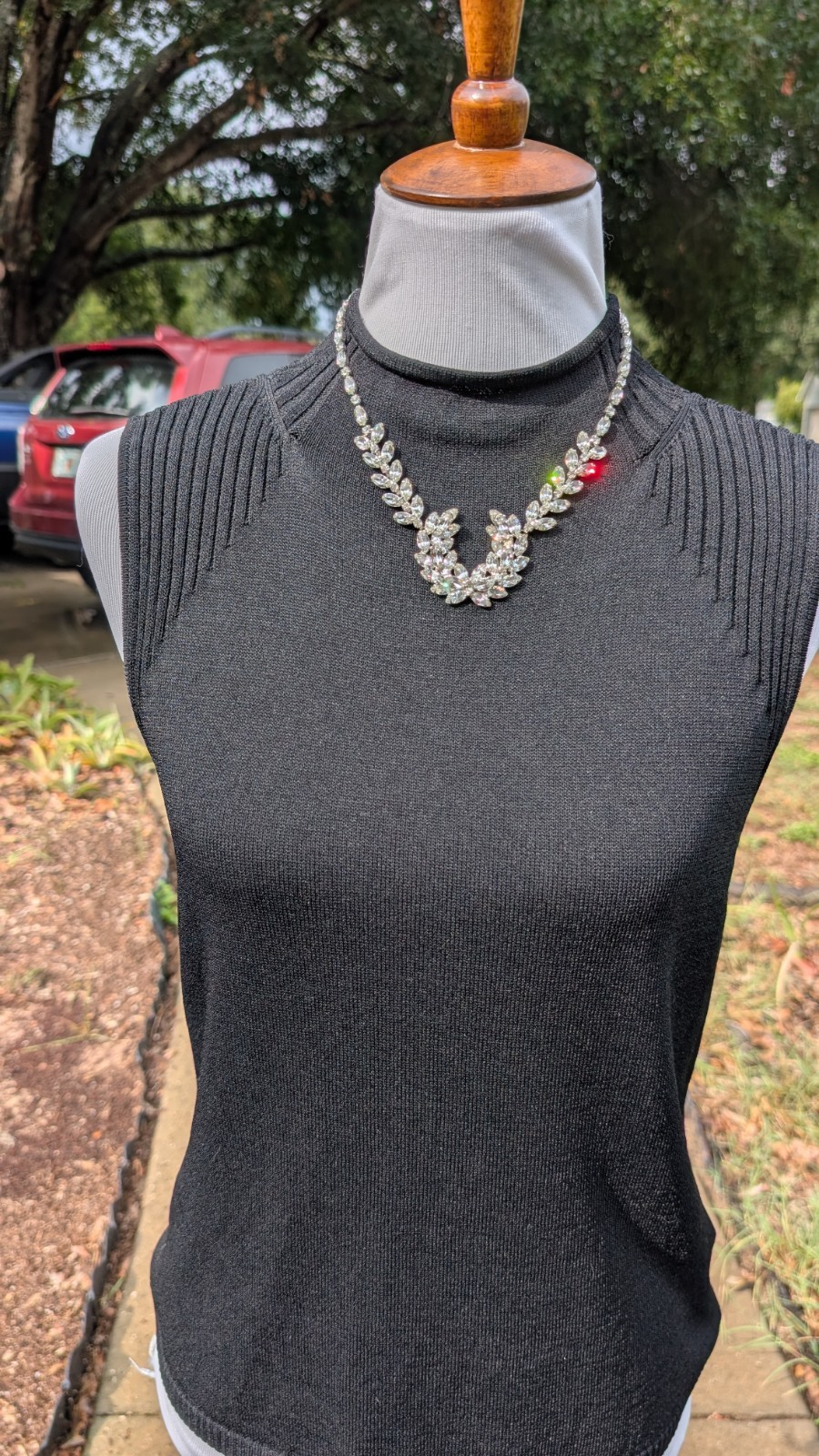 Fabulous vintage CHRISTIAN DIOR by KRAMER rhinestone adjust. statement necklace