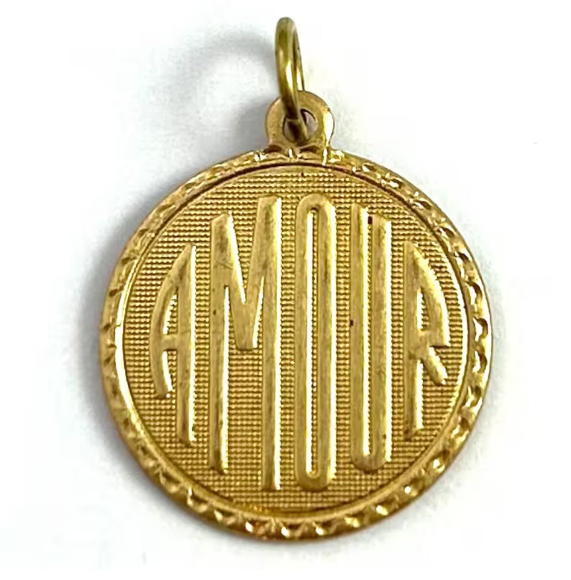Vintage French Amour Charm Love Necklace Pendant Brass Metal Jewelry For Women