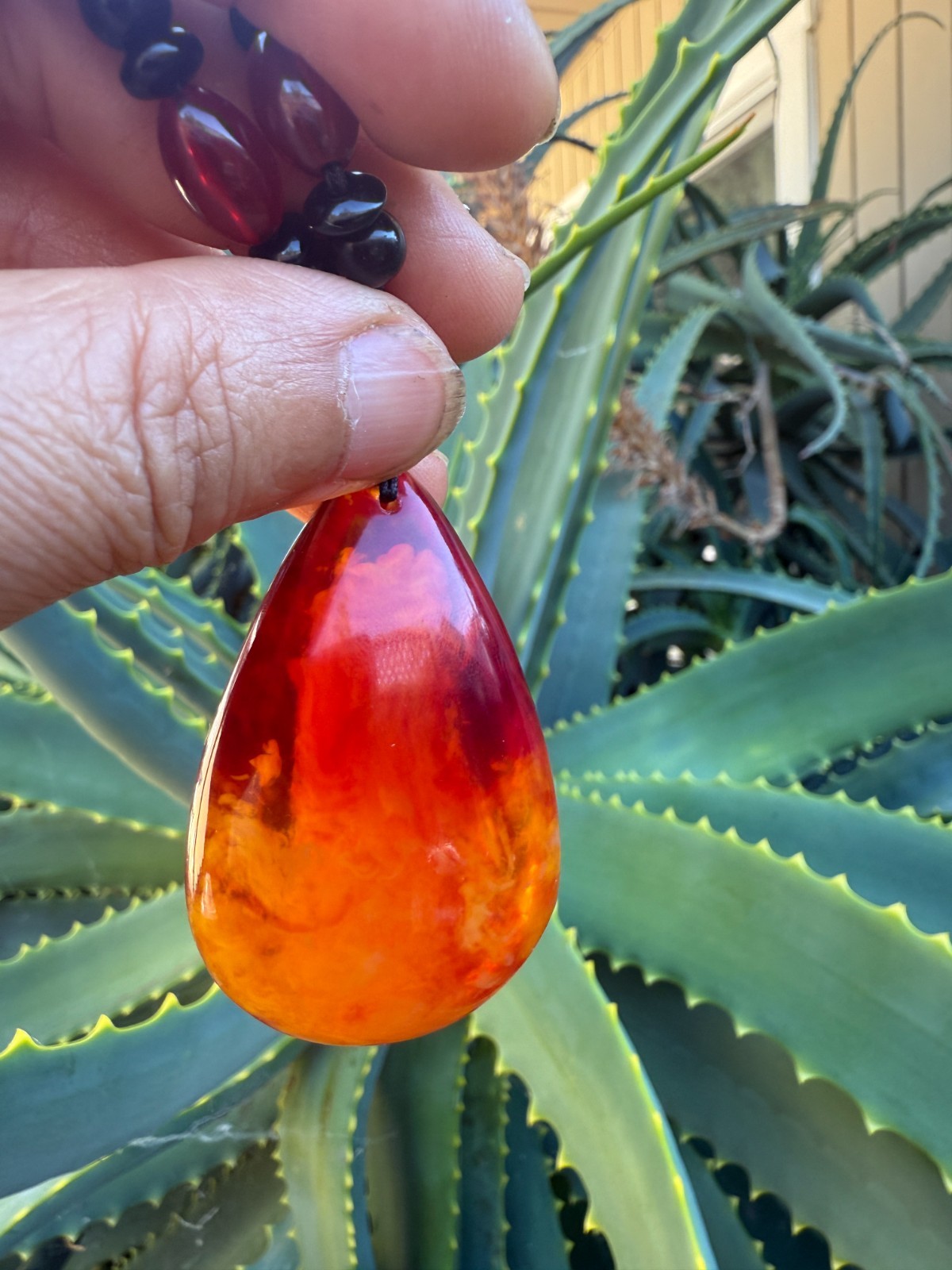 Vintage Cherry Amber Teardrop Pendant