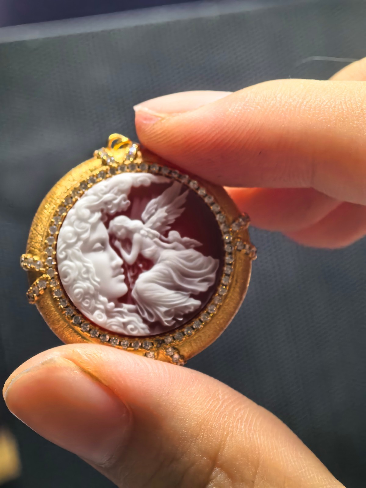 925 sterling silver red Agate Cameo vintage jewelry Pendant estate jewelry