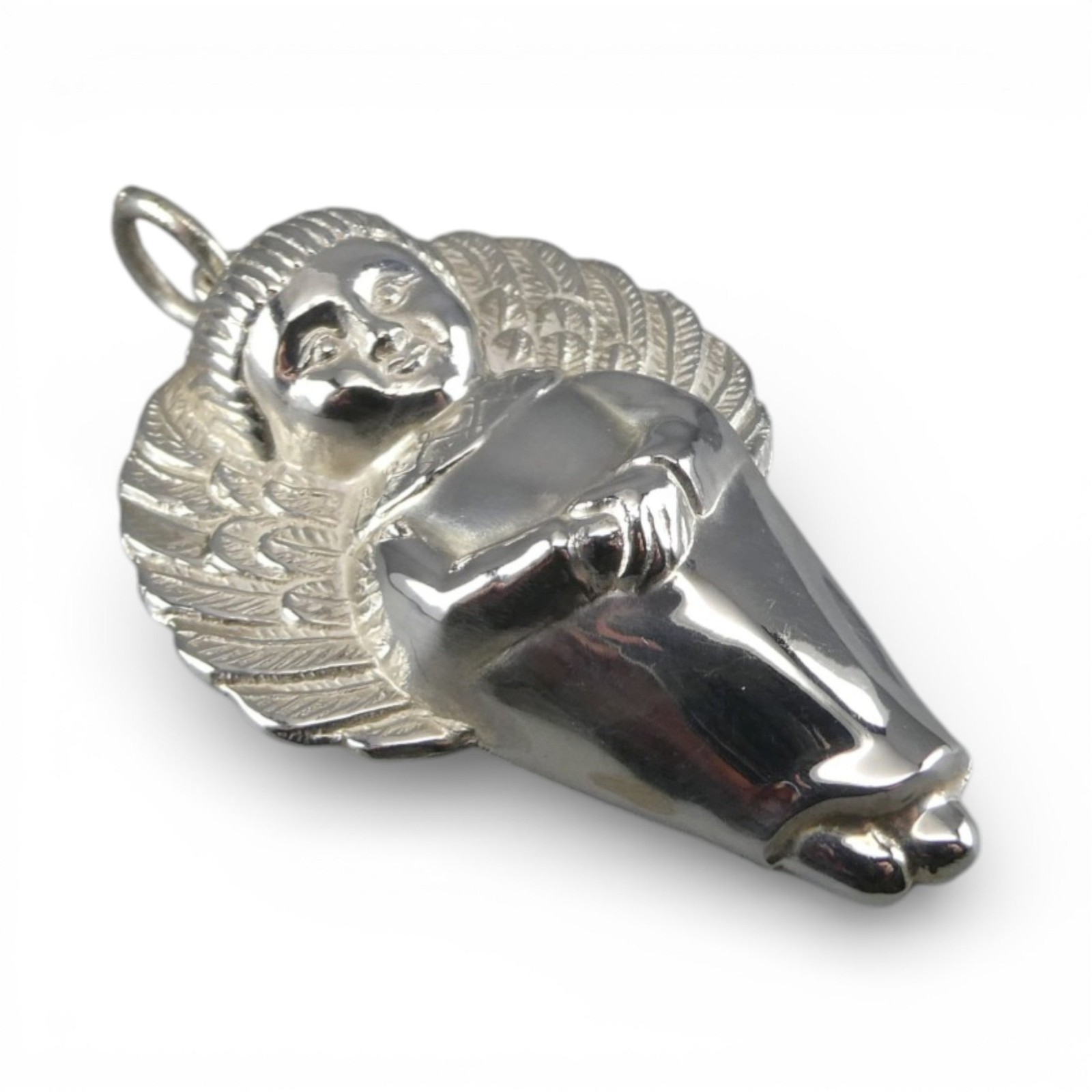 Small Sterling Silver Angel Christmas Ornament or Pendant for Necklace Vintage