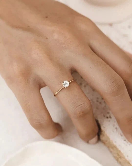 1Ct Round Cut Lab Created Diamond Solitaire 14K Yellow Gold Finish Wedding Ring