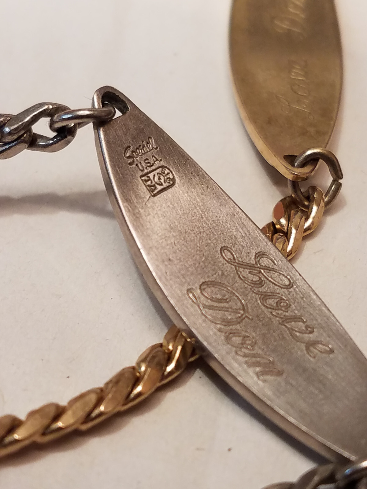 Lot Of 2 Identity Bracelet Speidel Diamond Accent Engraved ID Chain