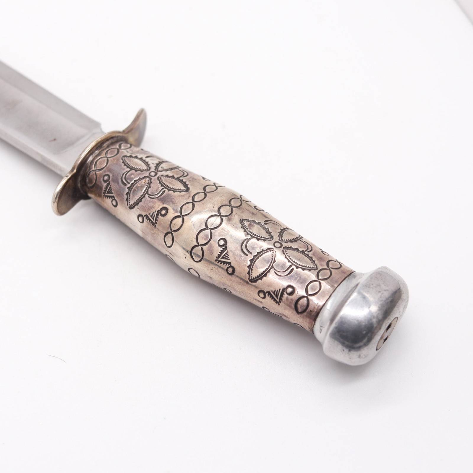 MARBLE’S Antique Ideal Hunting Knife Western Navajo .925 Sterling Silver Handle