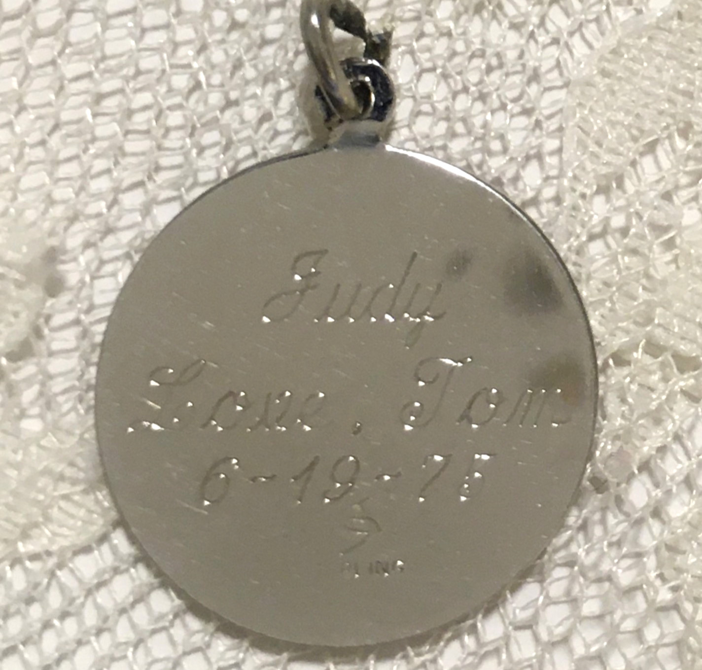 Vintage Sterling Silver Charm I Love You Double Hearts I love you Engraving 70s