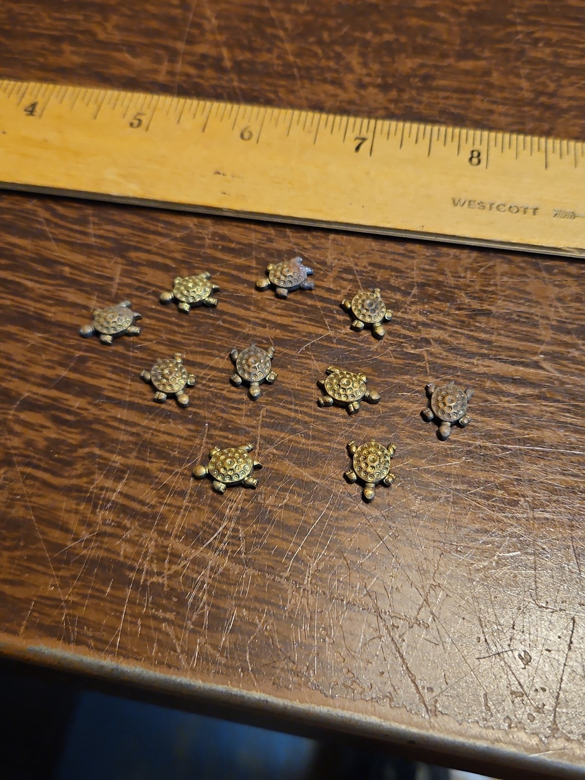 Lot Of 10 Cute Mini Turtle France Vintage 60s Brass Stampings Findings Jewelry