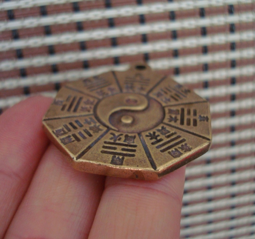 Solid Brass Bagua Bags Charms Pendant Vintage FengShui Dangle