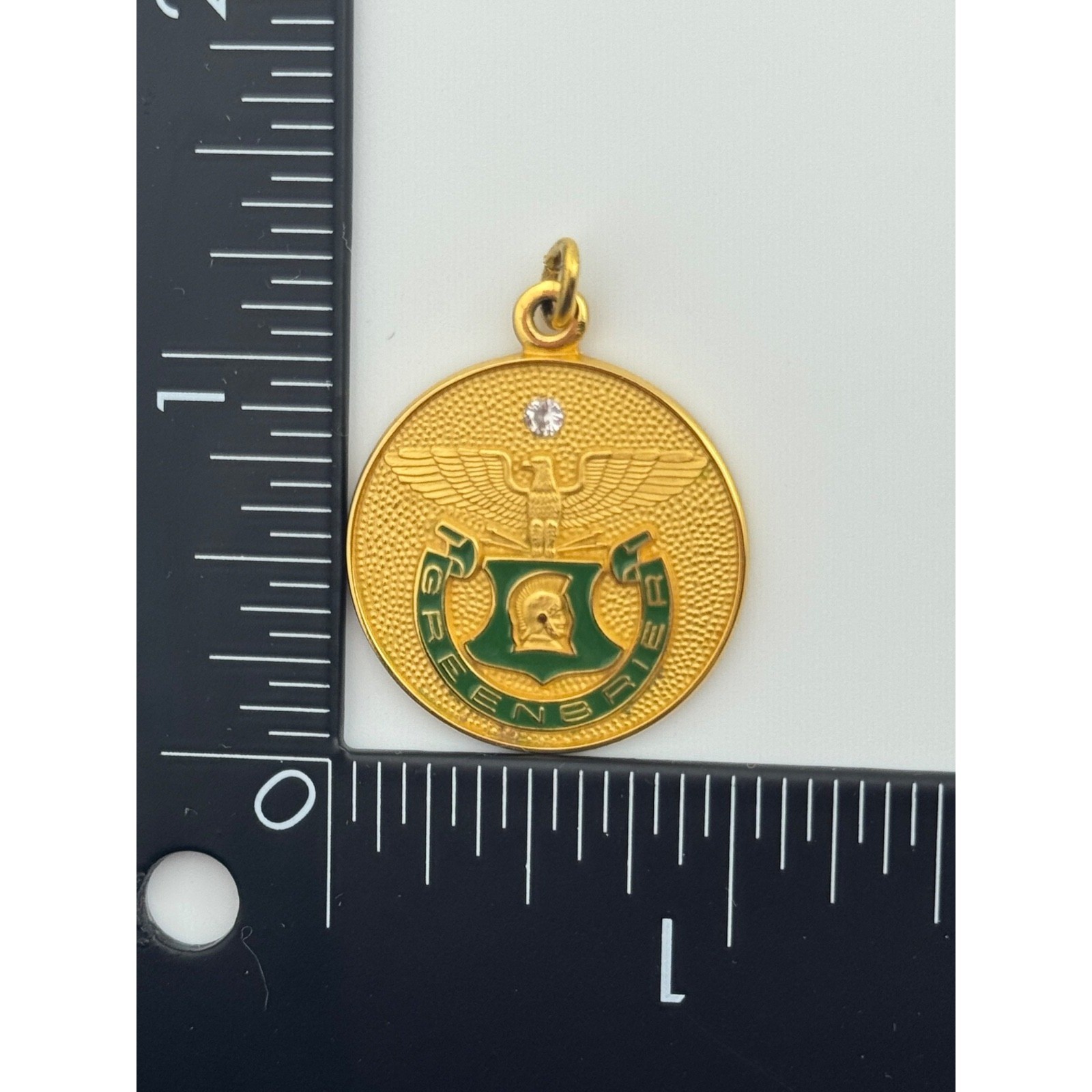 Vintage Greenbrier Military School Gold Filled GF Enamel Pendant Lewisburg WV