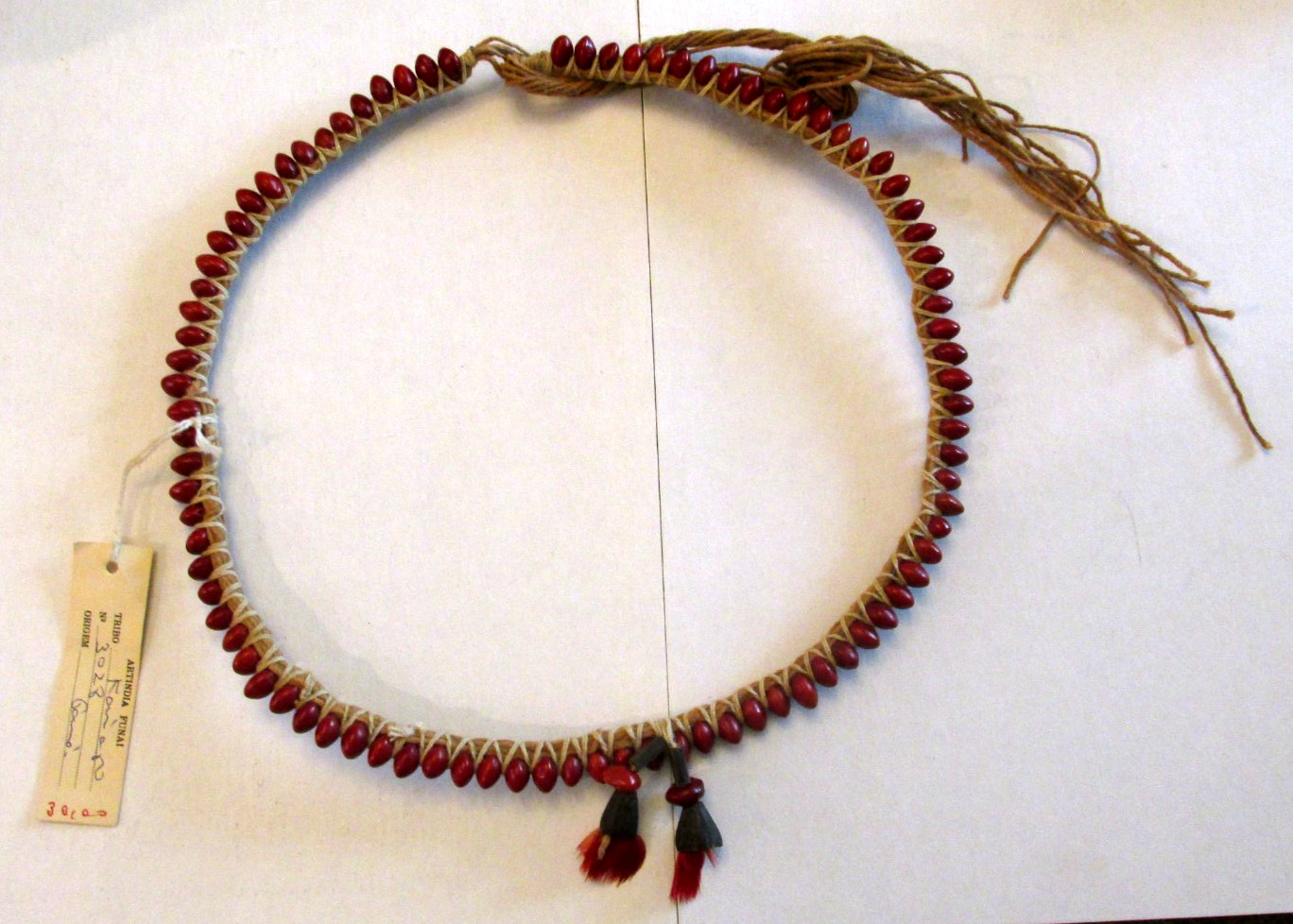 VTG Necklace Crafted Black Red Seeds Kaiapo Tribe Brazil Traditional Decorative