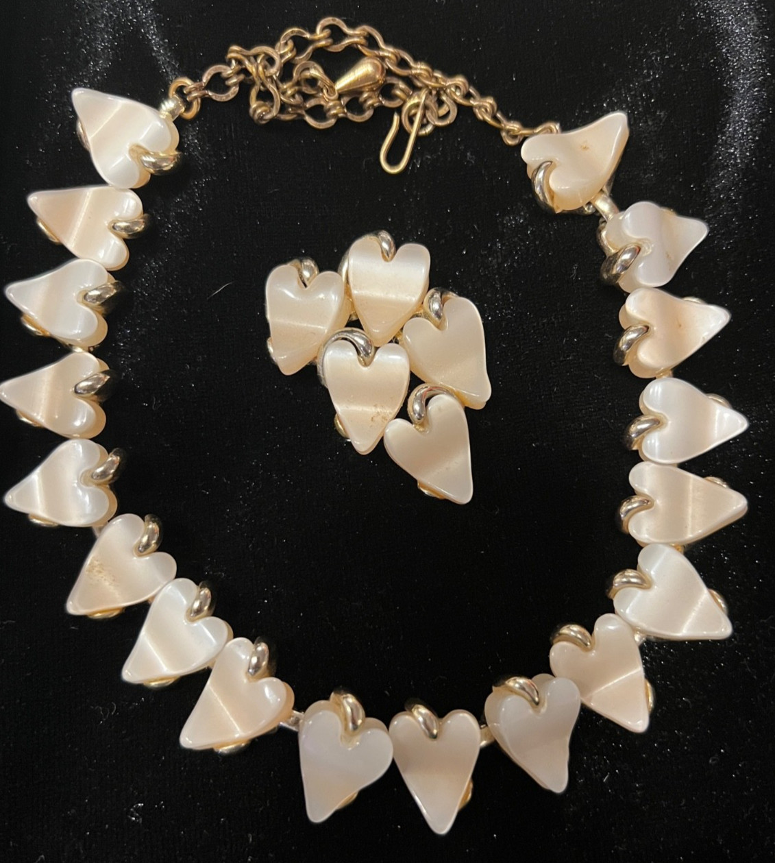Vintage Heart Shaped Thermoset Choker and Brooch or Pin Signed