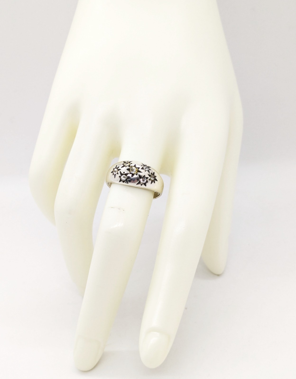 Vintage Elegant RING Silver 925 with Chic Bright Inserts -size: 9US (19mm) | #28