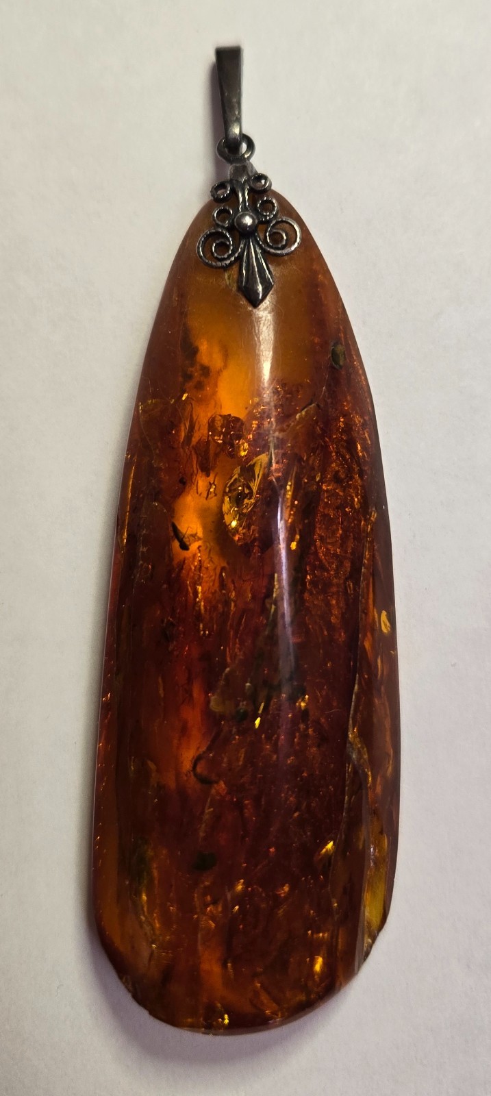 Vintage Brown Natural Amber Pendant from Latvia