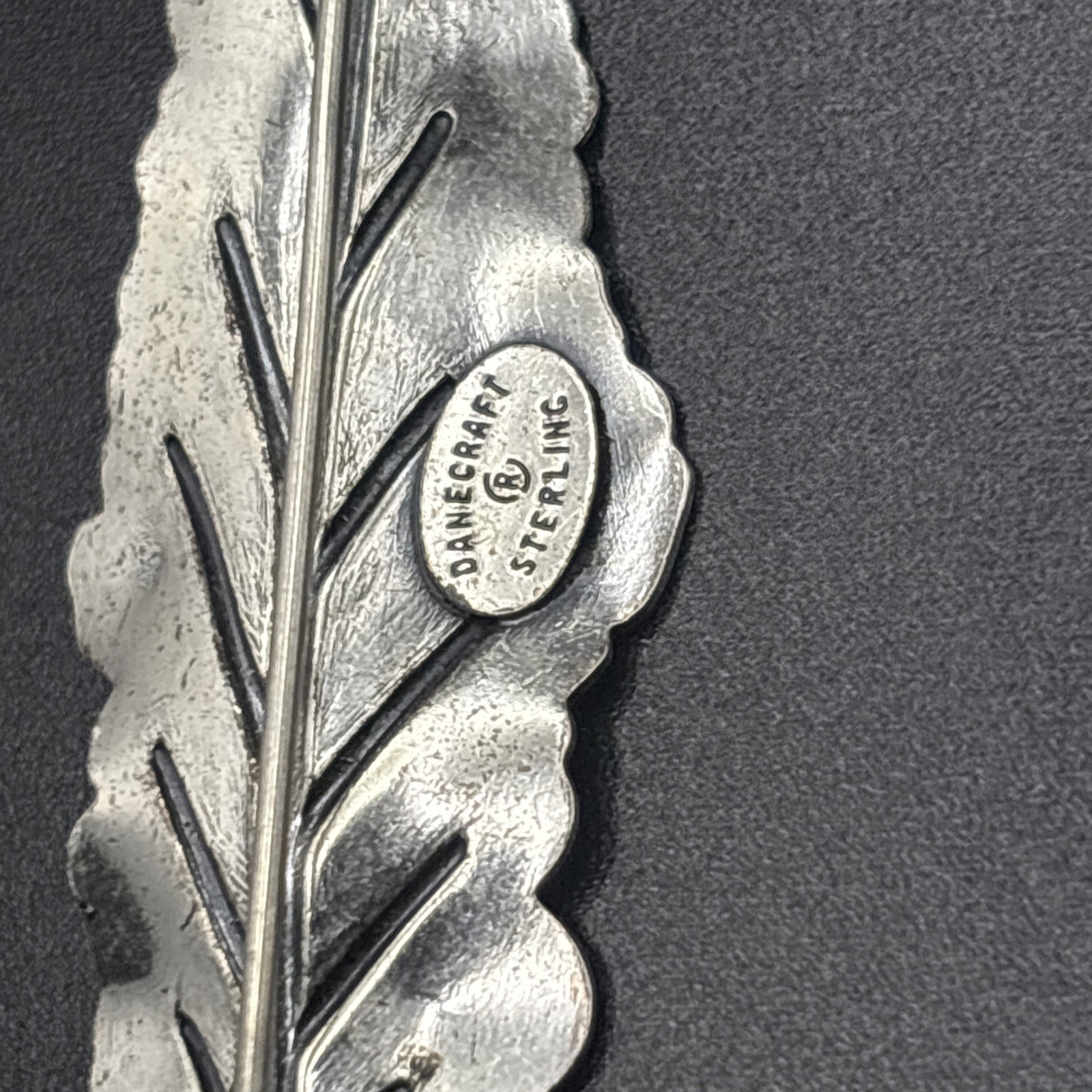 Vintage Danecraft sterling Silver brooch Pin Leaf Signed 2.5” 5g
