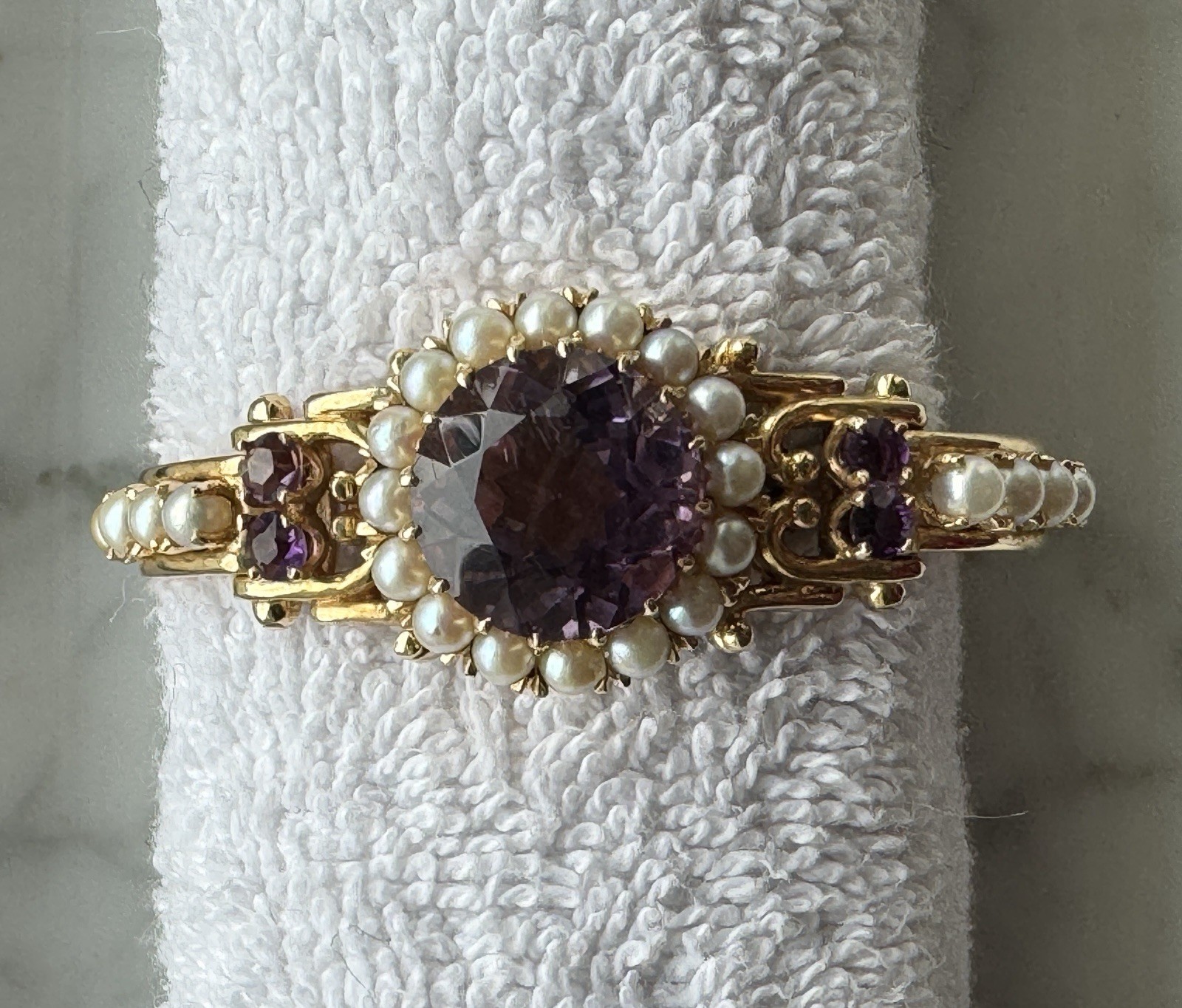 Heavy VTG Estate 14K Solid Yellow Gold 11.97ctw Amethyst Locket Bracket
