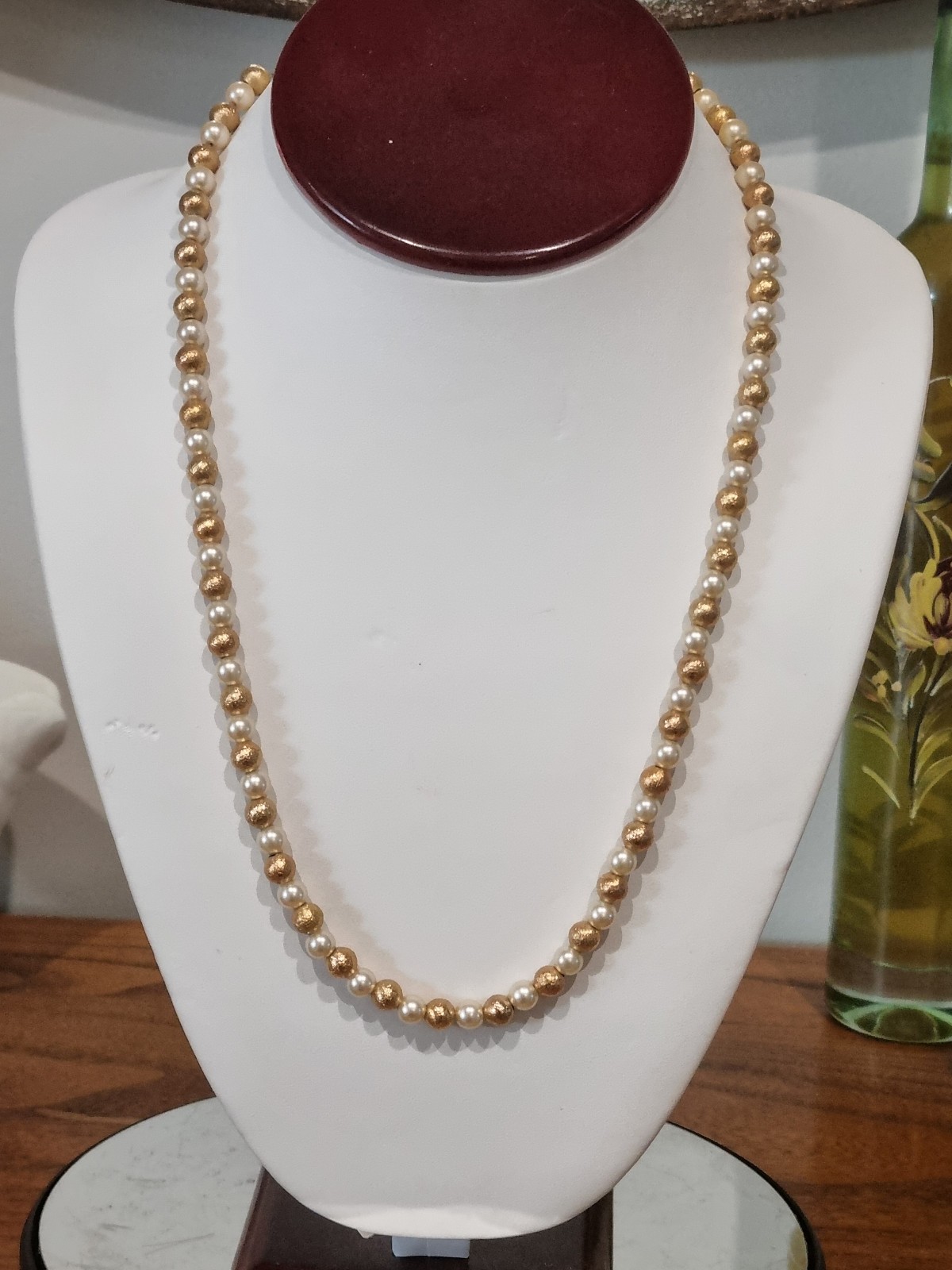 Vintage c1960s Cultured Pearl 12k Rose Gold Filled Bead Ball Necklace See Video