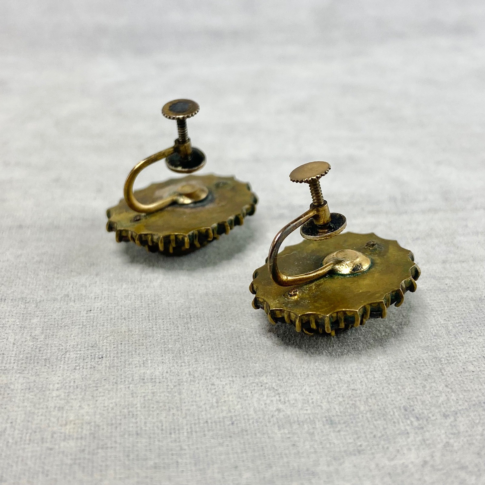 Vintage Bohemian Garnet Gold Tone Jewelry Lot Cross Pin Earrings Safety Chain