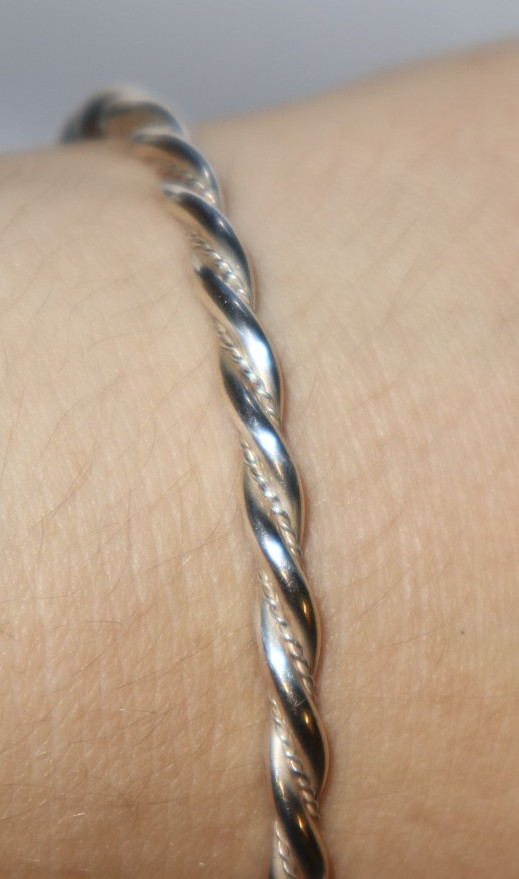 Silver Double Rope and Copper Color Tint Bangle