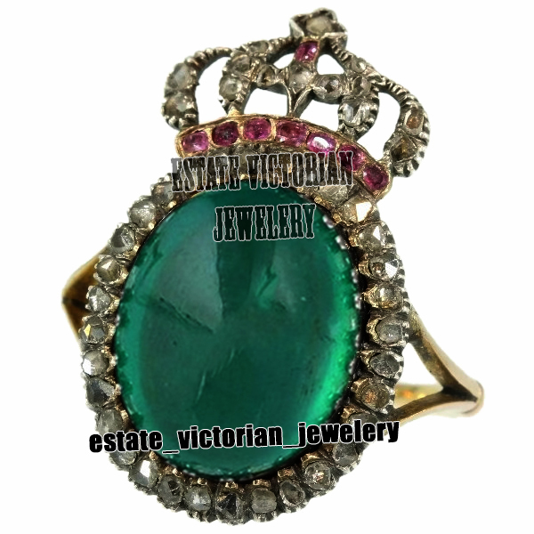 Victorian 1.88ctw Rose Cut Diamond Gemstone Silver Gorgeous Crown Ring Jewelry