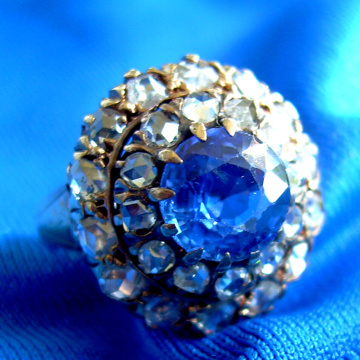 Original EARTH MINED SAPPHIRE DIAMOND Engagement Ring Antique Victorian 14K GOLD