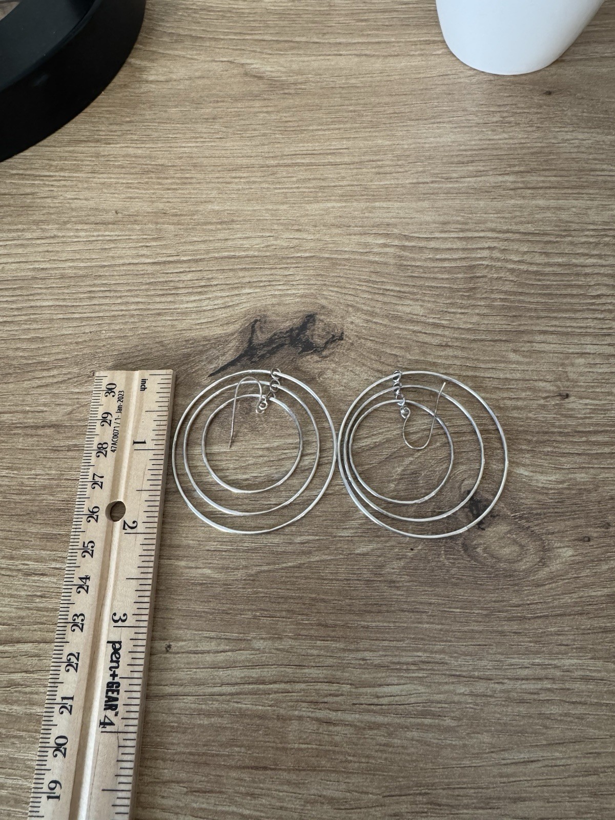 Vintage Sterling Silver Multi Hoop Cascada Dangle Hook Earrings, 3 in Metal