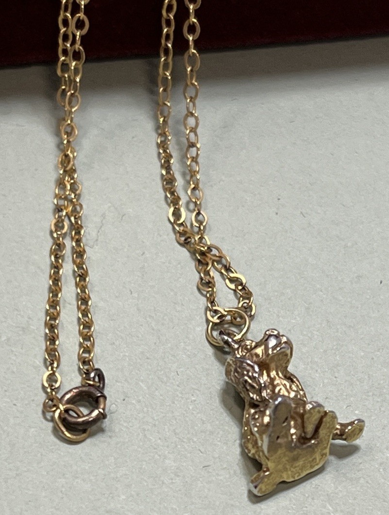 Vintage Cocker Spaniel Dog Pendant Necklace 1/20 Gold Filled 18”Gold Tone .5”