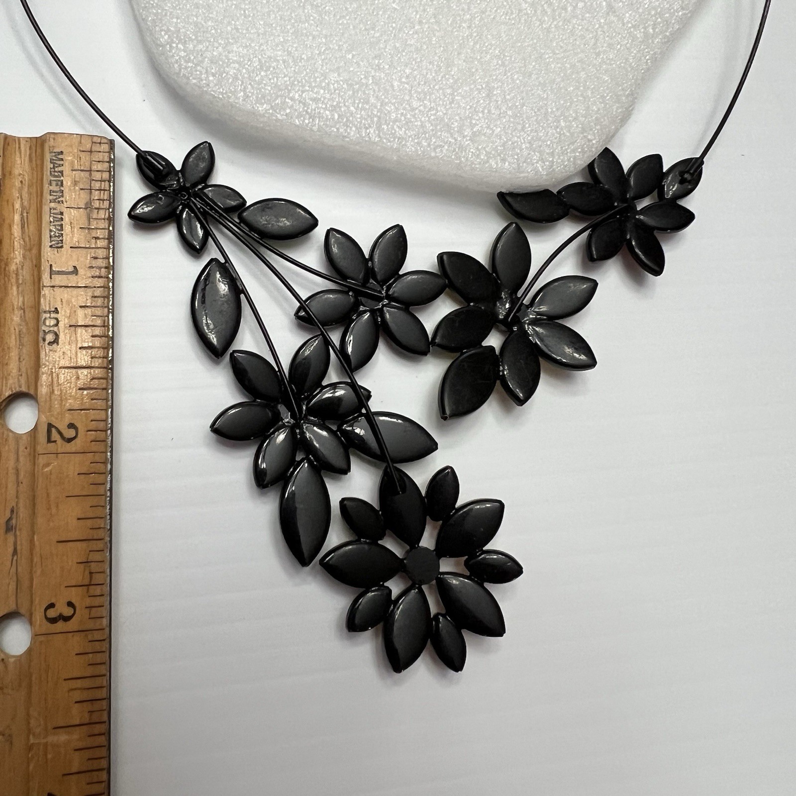Vtg Set Black Shaped Wire Burgundy Olive Lemon Orange Stone Neck Choker Earring