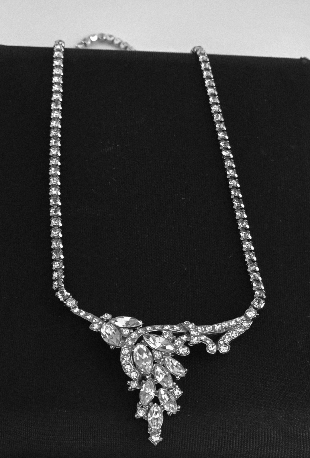 VTG KRAMER STATEMENT MARQUISE CRYSTALS NECKLACE CHOKER☆BRIDAL/ANNIVERSARY☆EC☆17″