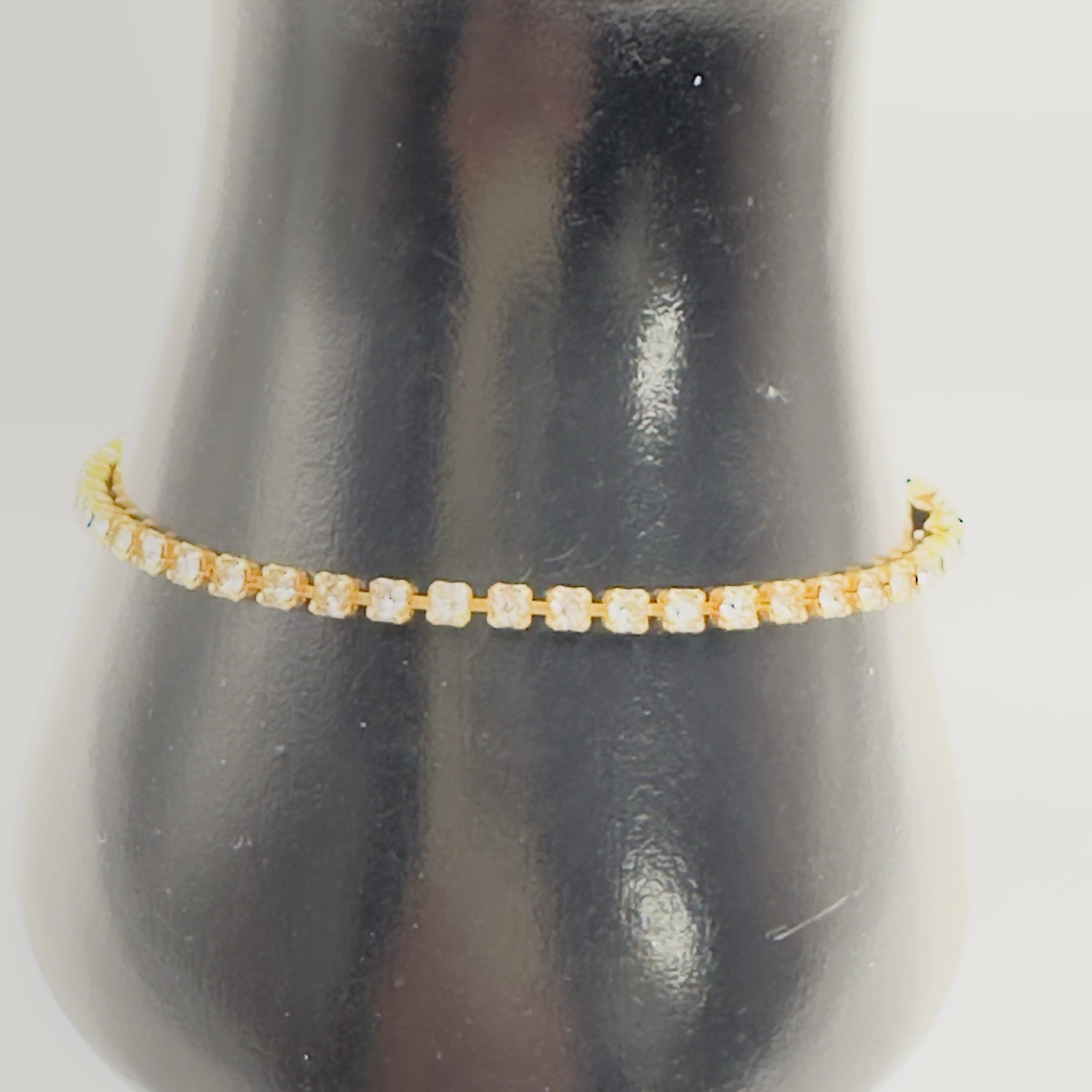 Vintage Swarovski Crystal Tennis Bracelet by Savvy With Box Dainty Gold Tone 7
