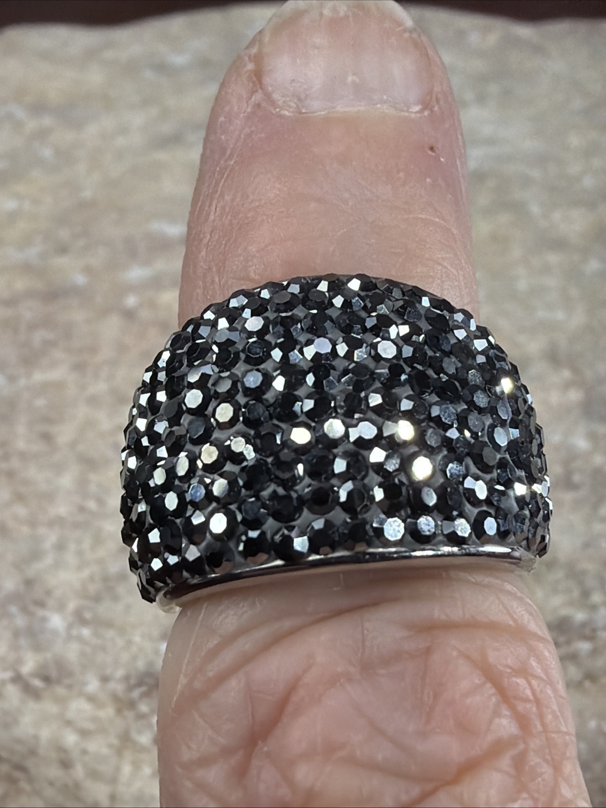 Stainless Steel – JCM JACMEL MAURITIUS gray Crystal Pave Cocktail Ring Size 6